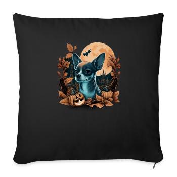 Chihuahua Costume d'Halloween - Citrouille - Housse de coussin décorative 45 x 45 cm - noir - Devant