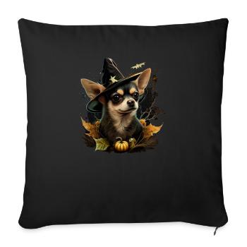 Chihuahua Costume d'Halloween - Citrouille - Housse de coussin décorative 45 x 45 cm - noir - Devant