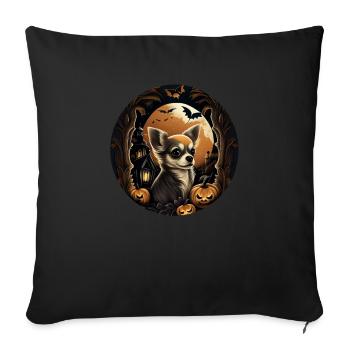 Chihuahua Costume d'Halloween - Citrouille - Housse de coussin décorative 45 x 45 cm - noir - Devant