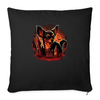 Chihuahua Costume d'Halloween - Citrouille - Housse de coussin décorative 45 x 45 cm - noir - Devant