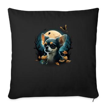 Chihuahua Costume d'Halloween - Citrouille - Housse de coussin décorative 45 x 45 cm - noir - Devant