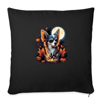 Chihuahua Costume d'Halloween - Citrouille - Housse de coussin décorative 45 x 45 cm - noir - Devant