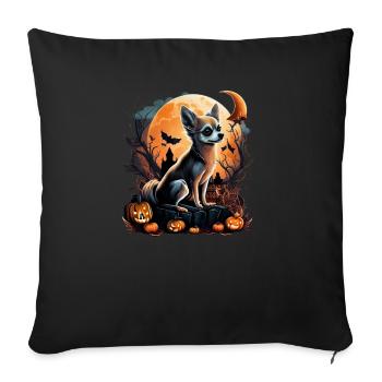 Chihuahua Costume d'Halloween - Citrouille - Housse de coussin décorative 45 x 45 cm - noir - Devant