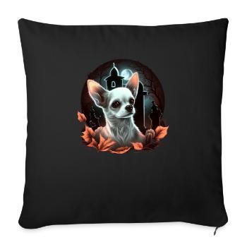 Chihuahua Costume d'Halloween - Citrouille - Housse de coussin décorative 45 x 45 cm - noir - Devant