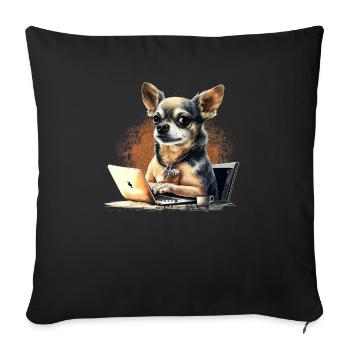 Chihuahua | Home Office Job Work Laptop Tie Funny - Sofa pillowcase 17,3'' x 17,3'' (45 x 45 cm) - black - Front