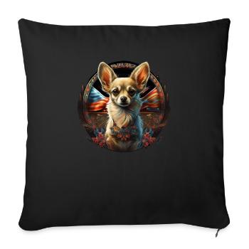 Chihuahua | Ukraine Peace & Love Flag Help Dog - Sofa pillowcase 17,3'' x 17,3'' (45 x 45 cm) - black - Front