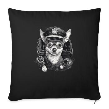 Chihuahua | Police Officer Hat Funny Dog Detective - Sofa pillowcase 17,3'' x 17,3'' (45 x 45 cm) - black - Front