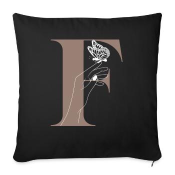 letter f magic butterfly - Sofa pillowcase 17,3'' x 17,3'' (45 x 45 cm) - black - Front