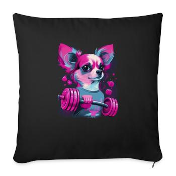 Chihuahua rose | Fille Fitness Salle de sport - Housse de coussin décorative 45 x 45 cm - noir - Devant