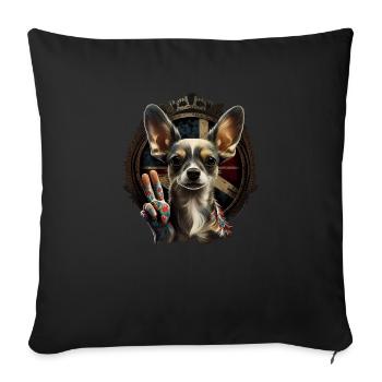 Chihuahua | Ukraine Peace & Love Flag Help Dog - Sofa pillowcase 17,3'' x 17,3'' (45 x 45 cm) - black - Front