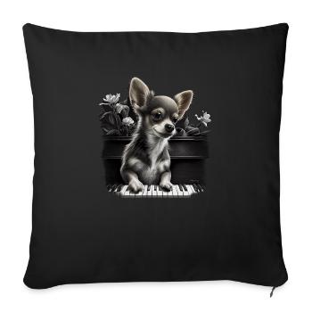 Chihuahua spielt Klavier Piano Klassische Musik - Sofakissenbezug 45 x 45 cm - Schwarz - Vorne