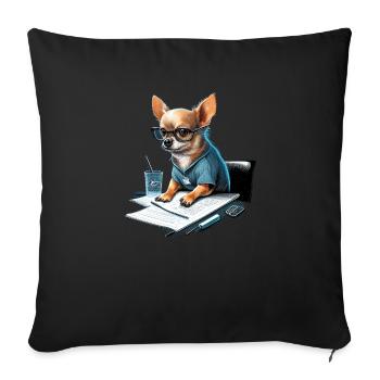 Chihuahua | Home Office Job Work Laptop Tie Funny - Sofa pillowcase 17,3'' x 17,3'' (45 x 45 cm) - black - Front