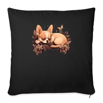 Chihuahua | Schlaf Nacht Pyjama Sonntag Niedlich - Sofakissenbezug 45 x 45 cm - Schwarz - Vorne