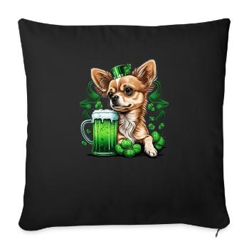 Chihuahua | St. Saint Patricks Day Beer Shamrock - Sofa pillowcase 17,3'' x 17,3'' (45 x 45 cm) - black - Front