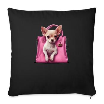 Chihuahua rose | pink Sac à main chiot mignon - Housse de coussin décorative 45 x 45 cm - noir - Devant