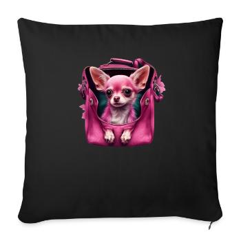 Chihuahua rose | pink Sac à main chiot mignon - Housse de coussin décorative 45 x 45 cm - noir - Devant