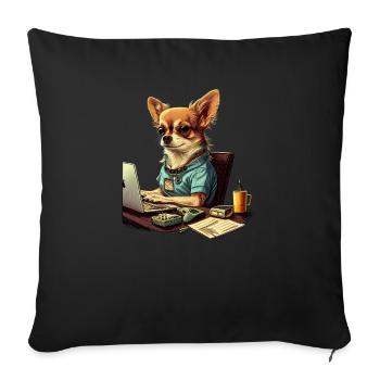 Chihuahua | Home Office Job Work Laptop Tie Funny - Sofa pillowcase 17,3'' x 17,3'' (45 x 45 cm) - black - Front