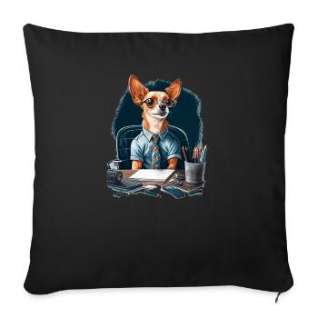 Chihuahua | Home Office Job Work Laptop Tie Funny - Sofa pillowcase 17,3'' x 17,3'' (45 x 45 cm) - black - Front