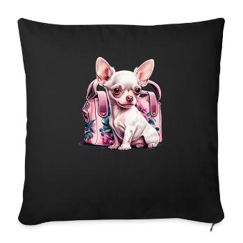 Chihuahua rose | pink Sac à main chiot mignon - Housse de coussin décorative 45 x 45 cm - noir - Devant
