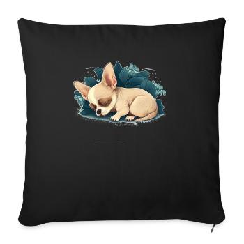 Chihuahua | Schlaf Nacht Pyjama Sonntag Niedlich - Sofakissenbezug 45 x 45 cm - Schwarz - Vorne