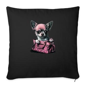 Chihuahua rose | pink Sac à main chiot mignon - Housse de coussin décorative 45 x 45 cm - noir - Devant
