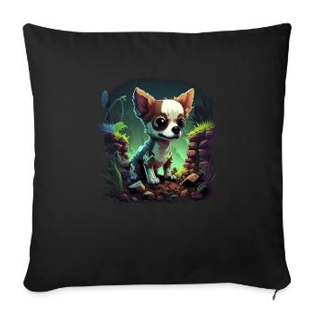 Chihuahua | Gaming Gamer Funny Comic Videogame - Sofa pillowcase 17,3'' x 17,3'' (45 x 45 cm) - black - Front