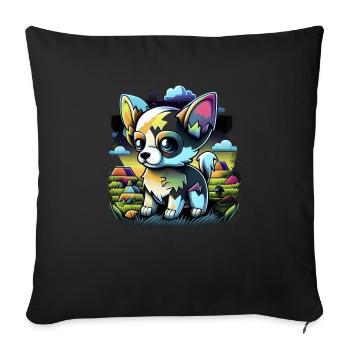 Chihuahua | Gaming Gamer Funny Comic Videogame - Sofa pillowcase 17,3'' x 17,3'' (45 x 45 cm) - black - Front