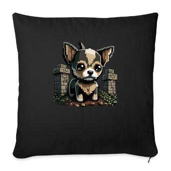 Chihuahua | Jeu Vidéo Amusant Gamer Comic Chien - Housse de coussin décorative 45 x 45 cm - noir - Devant