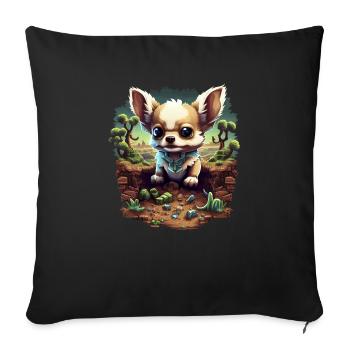 Chihuahua | Gaming Gamer Funny Comic Videogame - Sofa pillowcase 17,3'' x 17,3'' (45 x 45 cm) - black - Front