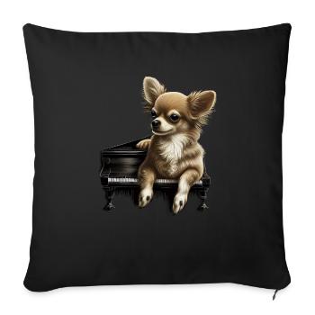 Chihuahua Plays Piano | Funny Classic Music Dog - Sofa pillowcase 17,3'' x 17,3'' (45 x 45 cm) - black - Front