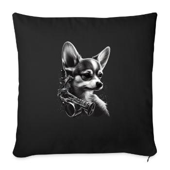 Chihuahua | Saxophone Musique Groupe Chien Drôle - Housse de coussin décorative 45 x 45 cm - noir - Devant