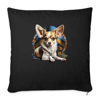 Chihuahua | Ukraine Peace & Love Flag Help Dog - Sofa pillowcase 17,3'' x 17,3'' (45 x 45 cm) - black - Front