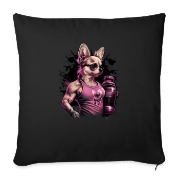 Chihuahua rose | Fille Fitness Salle de sport - Housse de coussin décorative 45 x 45 cm - noir - Devant
