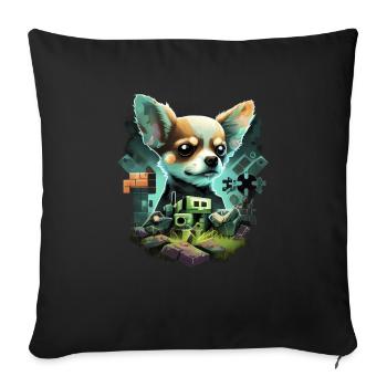 Chihuahua | Gaming Gamer Funny Comic Videogame - Sofa pillowcase 17,3'' x 17,3'' (45 x 45 cm) - black - Front