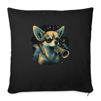 Chihuahua | Saxophone Musique Groupe Chien Drôle - Housse de coussin décorative 45 x 45 cm - noir - Devant