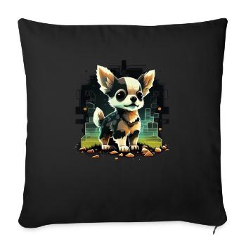 Chihuahua | Gaming Gamer Funny Comic Videogame - Sofa pillowcase 17,3'' x 17,3'' (45 x 45 cm) - black - Front