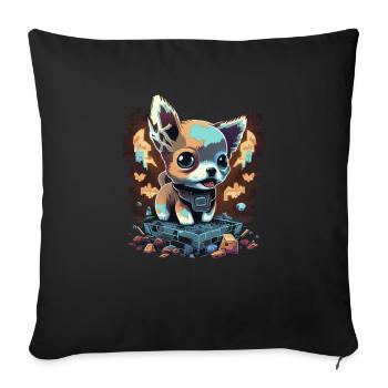 Chihuahua | Jeu Vidéo Amusant Gamer Comic Chien - Housse de coussin décorative 45 x 45 cm - noir - Devant