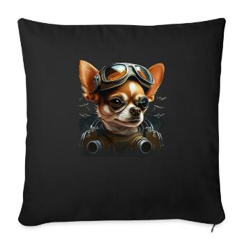 Chihuahua | Race Racing Car Funny Dog Mechanic - Sofa pillowcase 17,3'' x 17,3'' (45 x 45 cm) - black - Front