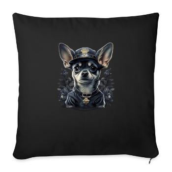 Chihuahua | Police Officer Hat Funny Dog Detective - Sofa pillowcase 17,3'' x 17,3'' (45 x 45 cm) - black - Front