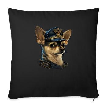 Chihuahua | Police Officer Hat Funny Dog Detective - Sofa pillowcase 17,3'' x 17,3'' (45 x 45 cm) - black - Front