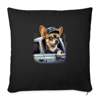 Chihuahua | Police Officer Hat Funny Dog Detective - Sofa pillowcase 17,3'' x 17,3'' (45 x 45 cm) - black - Front