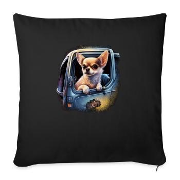 Chihuahua | Police Officer Hat Funny Dog Detective - Sofa pillowcase 17,3'' x 17,3'' (45 x 45 cm) - black - Front