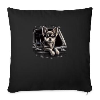 Chihuahua | Police Officer Hat Funny Dog Detective - Sofa pillowcase 17,3'' x 17,3'' (45 x 45 cm) - black - Front