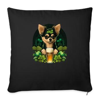 Chihuahua | St. Saint Patricks Day Beer Shamrock - Sofa pillowcase 17,3'' x 17,3'' (45 x 45 cm) - black - Front