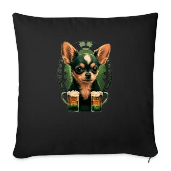 Chihuahua | St. Saint Patricks Day Beer Shamrock - Sofa pillowcase 17,3'' x 17,3'' (45 x 45 cm) - black - Front