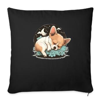 Chihuahua | Sunday Sleep Cute Dog Good Night - Sofa pillowcase 17,3'' x 17,3'' (45 x 45 cm) - black - Front
