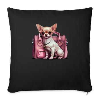 Chihuahua rose | pink Sac à main chiot mignon - Housse de coussin décorative 45 x 45 cm - noir - Devant