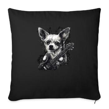 Chihuahua | Aloha Ukulélé Hawaï Guitare Chien - Housse de coussin décorative 45 x 45 cm - noir - Devant