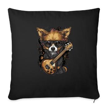Chihuahua | Aloha Ukulélé Hawaï Guitare Chien - Housse de coussin décorative 45 x 45 cm - noir - Devant