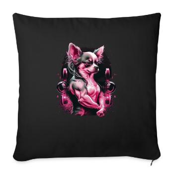 Chihuahua rose | Fille Fitness Salle de sport - Housse de coussin décorative 45 x 45 cm - noir - Devant
